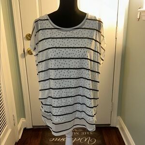 Lane Bryant Black and White Striped Star Tee